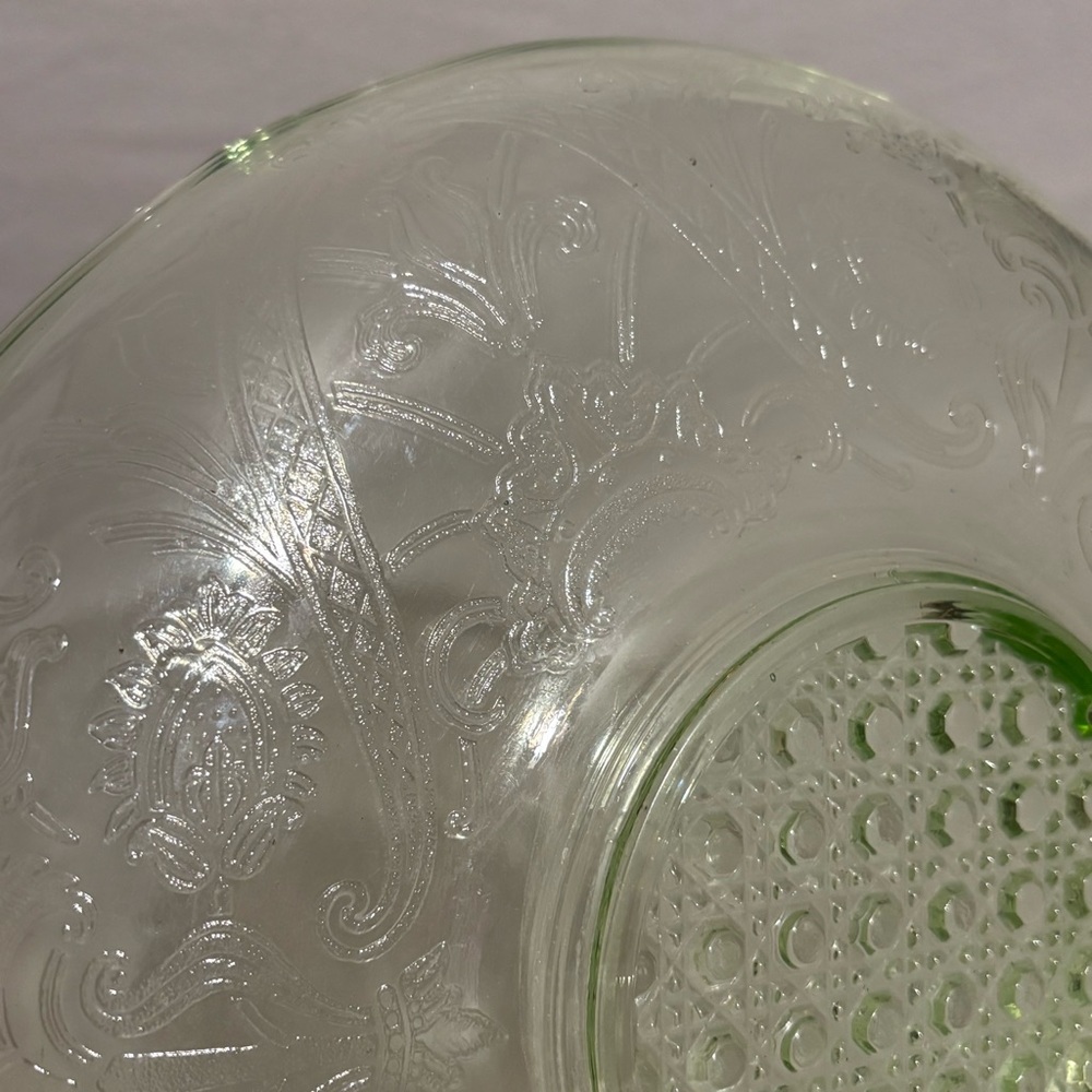Green Depression Round Glass Decorative Centerpiece Bowl - Picture 6 of 7